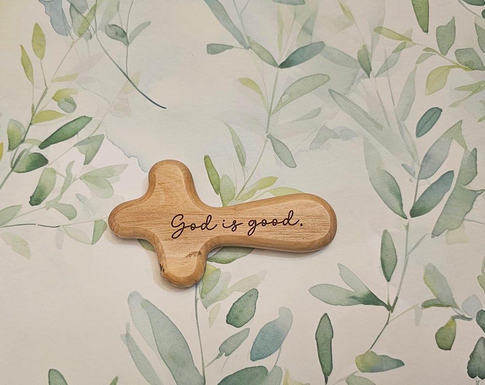 Custom Engraved Olive Wood Palm Cross