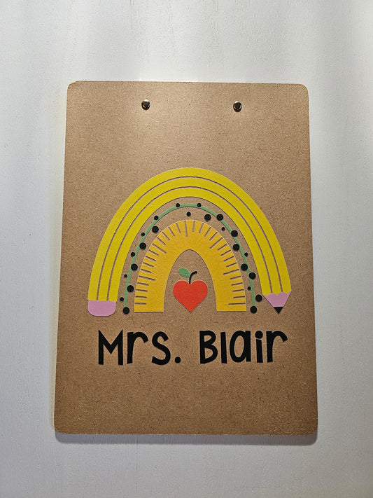Teacher Rainbow Clipboard- Personalized, Teacher Gift