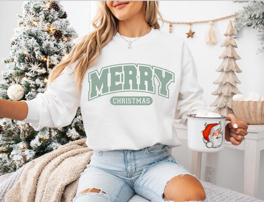 Merry Christmas Sweatshirt- Holiday- Varsity