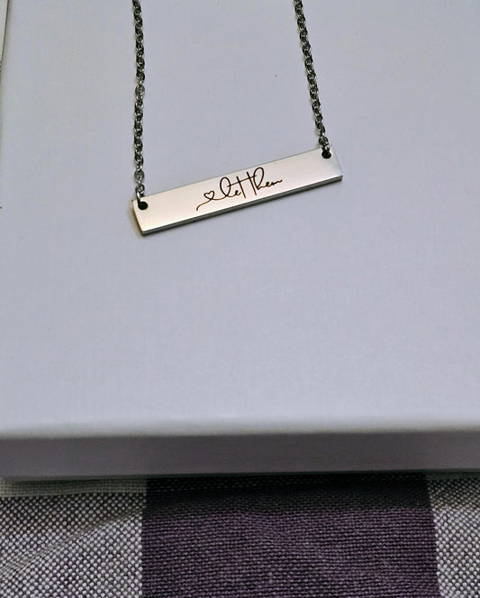 Let Them Heart Engraved Bar Necklace- Women's Jewelery