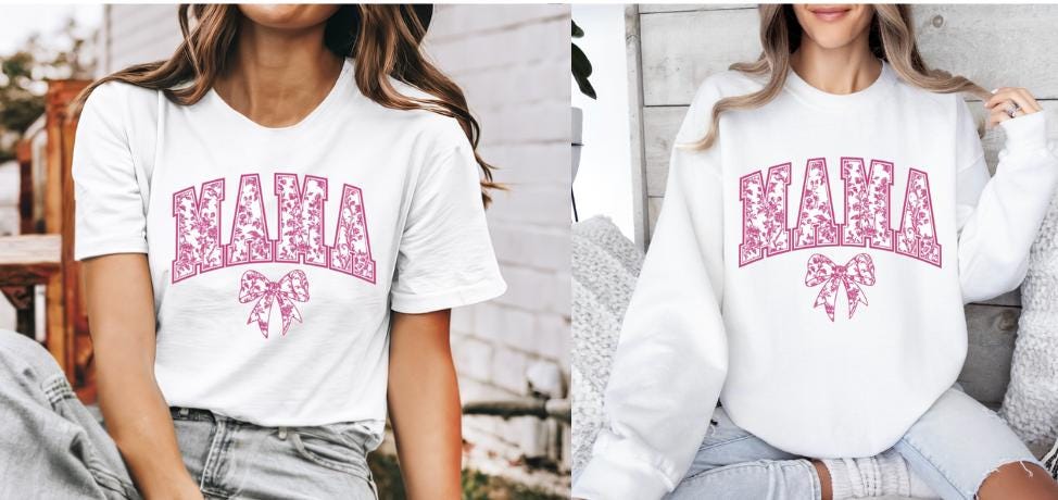 Pink Mama Chinoiserie Bow T-shirt, Sweatshirt, Women's Graphic Tee