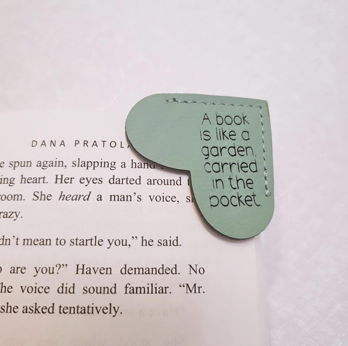 Leather Heart Corner Bookmark