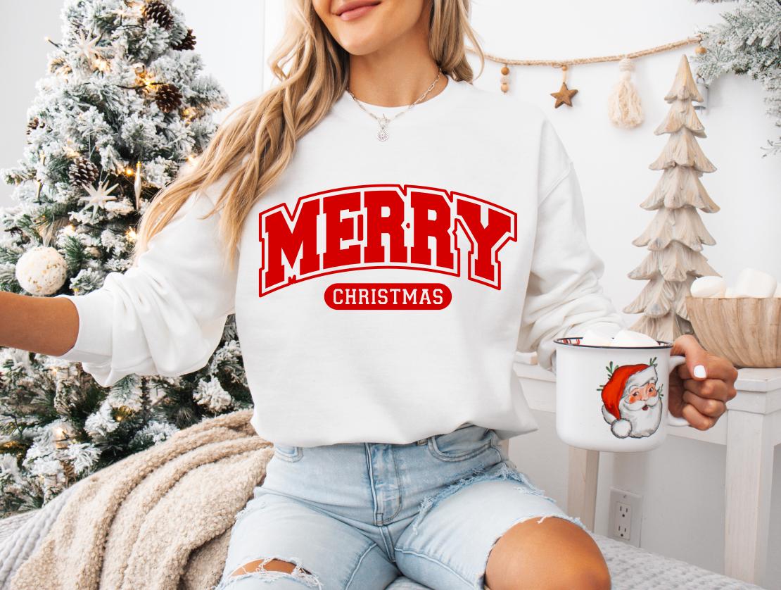 Merry Christmas Sweatshirt- Holiday- Varsity